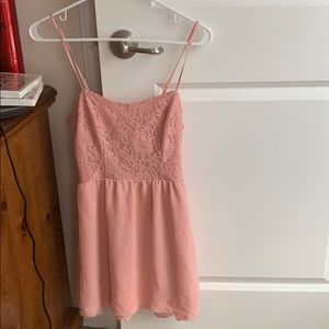Pink Lace Skater Dress with Cutouts